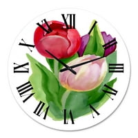Designart 'Güzel Lale Çiçekleri' Geleneksel Duvar Saati