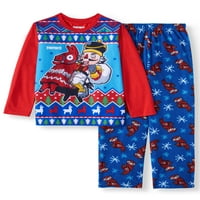 Çocuğun Tatil Fortnite Uzun kollu Üst ve baskılı Mikro Polar pantolon, 2 parçalı Yılbaşı pijama takımı