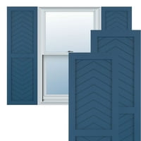 Ekena Millwork 15 W 27 H Gerçek Uyum PVC İki Panel Chevron Modern Stil Sabit Montajlı Panjurlar, Sojourn Blue