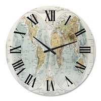 Designart 'Antik Dünya Haritası Iı' Rustik Duvar Saati