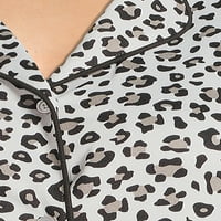 Gloria Vanderbilt Uzun Kollu Yakalı Leopar Desenli Pijama Takımı