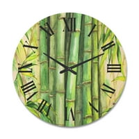 Designart 'Parlak ve Yeşil Bambu Gövdeli' Geçişli Ahşap Duvar Saati