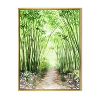 Designart 'Bambu Ormanından Küçük Yol' Geleneksel Çerçeveli Tuval Duvar Sanatı Baskı