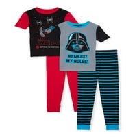 Star Wars Boys Özel 6- Kısa Kollu Uzun Pantolon Pamuklu Dar Kesim Pijama, 4 Parçalı Set