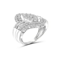 Jewellersclub Beyaz Pırlanta Karat Yüzük Kadınlar ve Kızlar için Gümüş