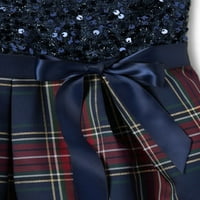Çocuk Yeri Kızlar Saten Pullu Ücretli Elbise Kravat Bel, Boyutları XS-XXL