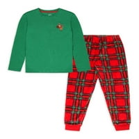 Tatil Zamanı Erkek Noel Geyiği Pijama Takımı, 2'li Paket, Bedenler 4'lü & Husky