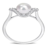 Tatlısu Kültürlü İnci ve Oluşturulan Beyaz Safir Gümüş Halo kokteyl yüzüğü