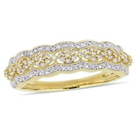 Karat T.W. Pırlanta 10kt Sarı Altın Vintage Çiçek yıldönümü yüzüğü