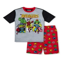 Avengers Boys Özel Kısa Kollu Kısa Pantolon, 2 Parça Pijama Takımı, 4-12 Beden