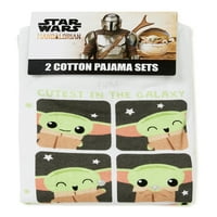 Baby Yoda Yürümeye Başlayan Çocuk T-Shirt, Kısa ve Pantolon Pijama Takımı, 4'lü, Bedenler 12M-5T