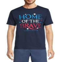 Dördüncü Temmuz erkek ve Büyük erkek Kırmızı Beyaz Mavi ve Ev Cesur grafikli tişört, 2'liPaket