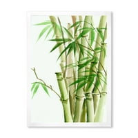 Designart 'Koyu Yeşil Bambu ve Yaprakların Detayı II' Geleneksel Çerçeveli Sanat Baskısı