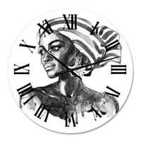 Designart 'Afrikalı Amerikalı Kadın Portresi Xıı' Modern Duvar Saati