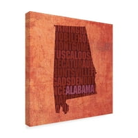 Marka Güzel Sanatlar 'Alabama State Words' Kırmızı Atlas Designs tarafından Tuval Sanatı