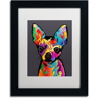 Michael Tompsett tarafından marka Güzel Sanatlar Chihuahua Köpek Gri Tuval Sanatı, Beyaz Mat, Siyah Çerçeve