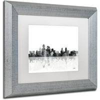 Marka Güzel Sanatlar Kansas City Missouri Skyline Tuval Sanatı Marlene Watson, Beyaz Mat, Gümüş Çerçeve