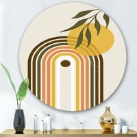 Designart 'Soyut Retro Gökkuşağı Sarı Güneş' Modern Daire Metal Duvar Sanatı-Disk 29